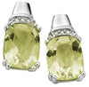 White Gold Lemon Quartz, Diamond Stud Earrings