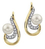 Yellow Gold Pearl, Diamond Stud Earrings