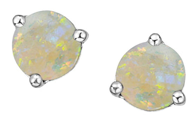 White Gold Opal Stud Earrings.