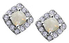 White Gold Opal, Diamond Stud Earrings