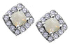 White Gold Opal, Diamond Stud Earrings