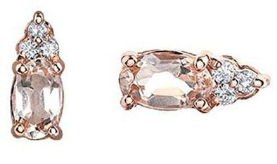 Rose Gold Morganite, Diamond Stud Earrings