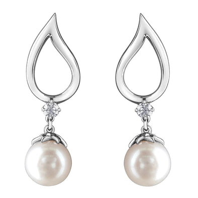 White Gold Pearl, Canadian Diamond Drop Earrings