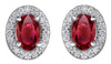 White Gold Ruby, Diamond Stud Earrings.