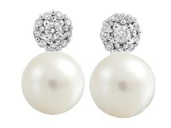 White Gold Pearl, Canadian Diamond Stud Earrings.