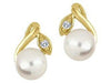 Yellow Gold Pearl, Canadian Diamond Stud Earrings