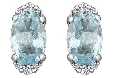 White Gold Aquamarine, Diamond Earrings.