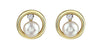 Yellow Gold Canadian Diamond, Pearl Stud Earrings.
