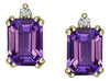 Yellow Gold Amethyst, Canadian Diamond Stud Earrings.