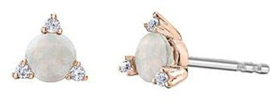 Rose Gold Opal, Diamond Stud Earrings.