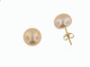 Yellow Gold Cultured Freshwater Pink Pearl Stud Earrings.8.0 - 8.5mm Pearls.