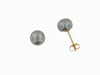 Yellow Gold Cultured Freshwater Grey Pearl Stud Earrings.6.0 - 6.5mm Pearls.
