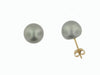 Yellow Gold Cultured Freshwater Grey Pearl Stud Earrings.8.0 - 8.5mm Pearls.