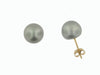 Yellow Gold Cultured Freshwater Grey Pearl Stud Earrings.8.0 - 8.5mm Pearls.