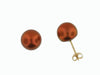 Yellow Gold Cultured Freshwater Copper Pearl Stud Earrings.8.0 - 8.5mm Pearls.