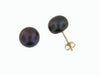 Yellow Gold Cultured Freshwater Black Pearl Stud Earrings.8.0 - 8.5mm Pearls.