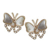 Rose Gold Mother of Pearl, Diamond Butterfly Stud Earrings