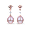 Rose Gold Fresh Water Pearl, Morganite, Diamond Stud Earrings