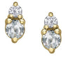 Yellow Gold White Topaz, Diamond Earrings