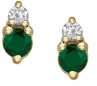 Yellow Gold Emerald, Diamond Earrings