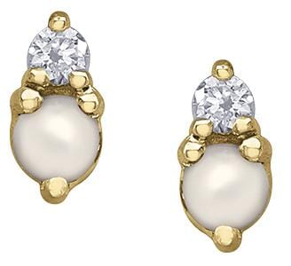 Yellow Gold Pearl, Diamond Earrings