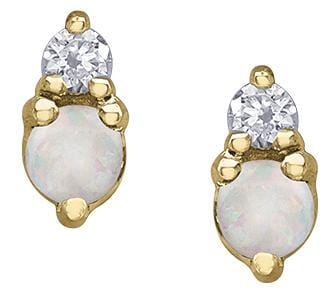 Yellow Gold Opal, Canadian Diamond Earrings