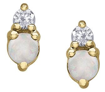 Yellow Gold Opal, Diamond Earrings