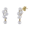 Yellow Gold Fresh Water Pearl, Diamond Drop Earrings