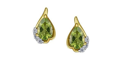 Yellow Gold Peridot, Diamond Stud Earrings