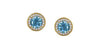 Yellow Gold Blue Topaz, Diamond Circle Stud Earrings