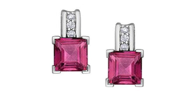 White Gold Pink Topaz, With Natural Earth Mined Accent Diamonds Drop Earrings