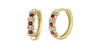 Yellow Gold Ruby, Diamond Huggie Earrings