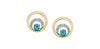 Yellow Gold Blue Topaz, Diamond Circle Stud Earrings