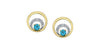 Yellow Gold Blue Topaz, Diamond Circle Stud Earrings