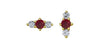 Yellow Gold Ruby, Canadian Diamond Stud Earrings