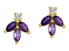 Yellow Gold Amethyst, Canadian Diamond Stud Earrings