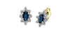 Yellow Gold Blue Sapphire, Diamond Stud Earrings