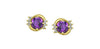 Yellow Gold Amethyst, Diamond Stud Earrings