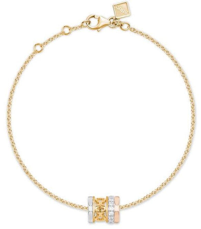 Tri-Gold Diamond Link Bracelet