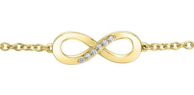 Yellow Gold Diamond Infinity, Cable Link Bracelet.