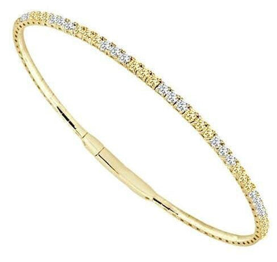 Yellow Gold Natural Fancy Yellow Diamond, Diamond Bangle Bracelet.