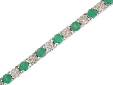 White Gold Emerald, Diamond Tennis Bracelet.