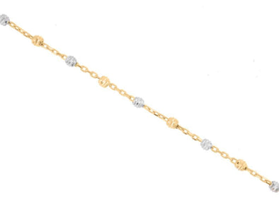 Two Tone 7.5" Fancy Ball, Cable Chain Bracelet Standard Clasp