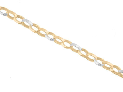 Two Tone 7.5" Fancy Bracelet Chain Lobster Clasp