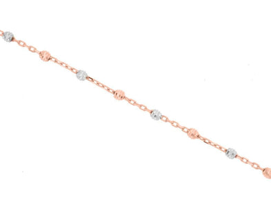 Two Tone 7.5" Fancy Ball, Cable Chain Bracelet Standard Clasp