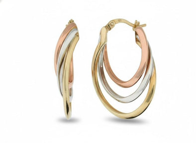 Tri-Gold Hoop Earring