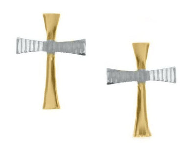 Yellow Gold Cross Stud Earrings