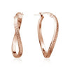 Rose Gold Textured Twisted Oval Hoop Earrings.
