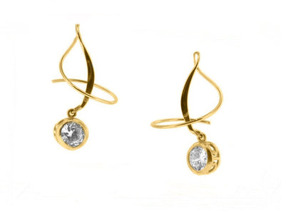 Yellow Gold Cubic Zirconia Drop Earring