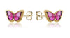 Yellow Gold Stud Earring -Enamel Butterfly